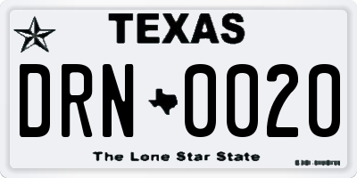 TX license plate DRN0020