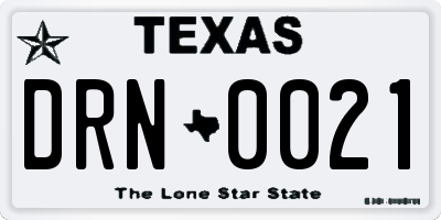 TX license plate DRN0021