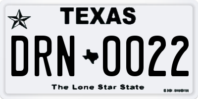 TX license plate DRN0022