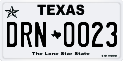 TX license plate DRN0023