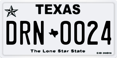 TX license plate DRN0024