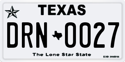 TX license plate DRN0027