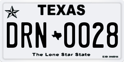TX license plate DRN0028