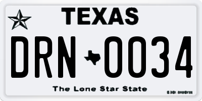 TX license plate DRN0034