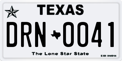 TX license plate DRN0041