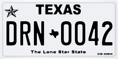 TX license plate DRN0042