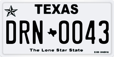 TX license plate DRN0043