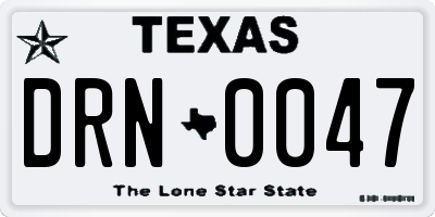 TX license plate DRN0047