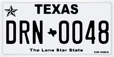 TX license plate DRN0048
