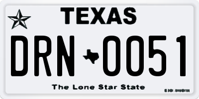 TX license plate DRN0051