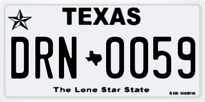 TX license plate DRN0059