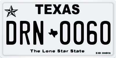 TX license plate DRN0060