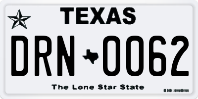 TX license plate DRN0062