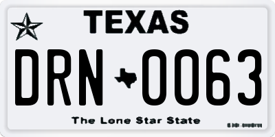 TX license plate DRN0063