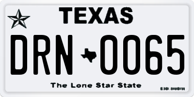 TX license plate DRN0065