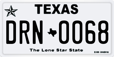 TX license plate DRN0068