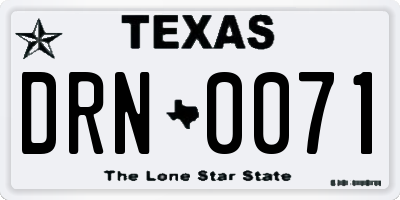 TX license plate DRN0071