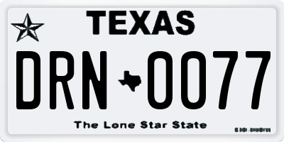 TX license plate DRN0077