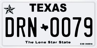 TX license plate DRN0079