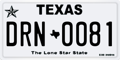 TX license plate DRN0081