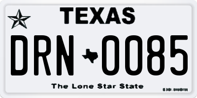TX license plate DRN0085