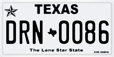 TX license plate DRN0086