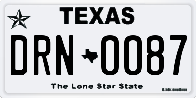 TX license plate DRN0087