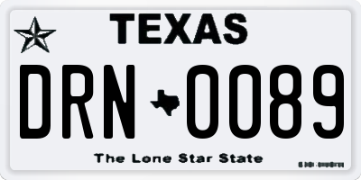 TX license plate DRN0089