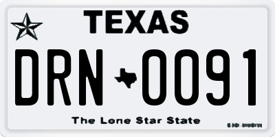 TX license plate DRN0091