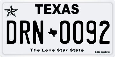 TX license plate DRN0092