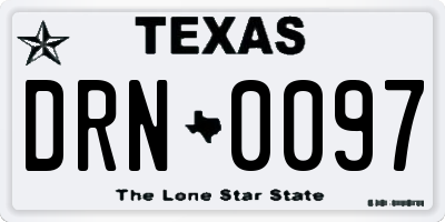 TX license plate DRN0097