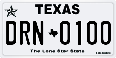 TX license plate DRN0100