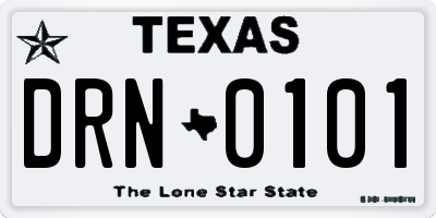 TX license plate DRN0101