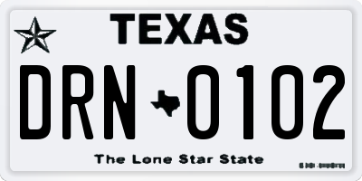 TX license plate DRN0102