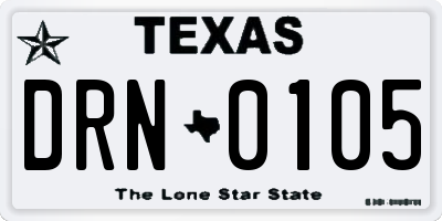 TX license plate DRN0105