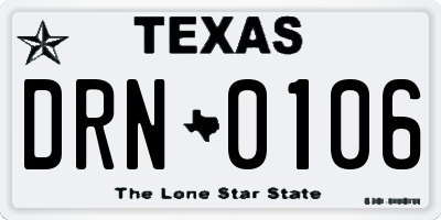 TX license plate DRN0106