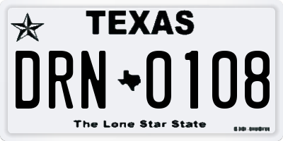 TX license plate DRN0108