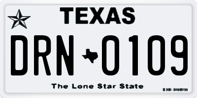 TX license plate DRN0109