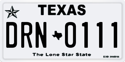 TX license plate DRN0111