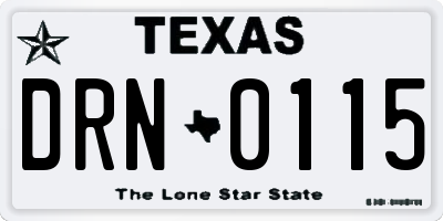 TX license plate DRN0115