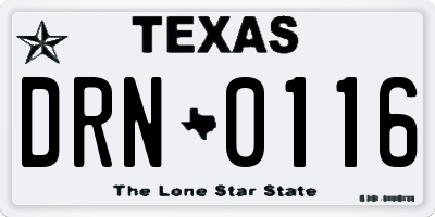 TX license plate DRN0116