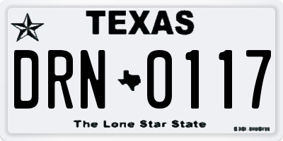 TX license plate DRN0117