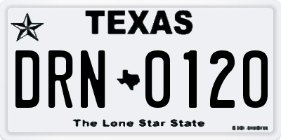 TX license plate DRN0120