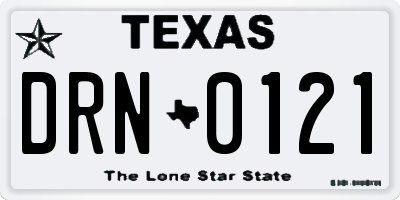 TX license plate DRN0121