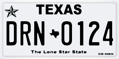 TX license plate DRN0124