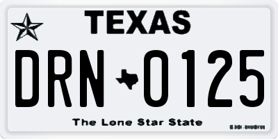 TX license plate DRN0125