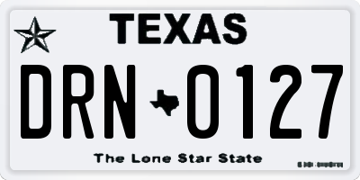 TX license plate DRN0127