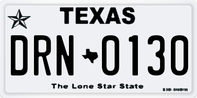TX license plate DRN0130