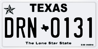 TX license plate DRN0131