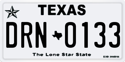 TX license plate DRN0133